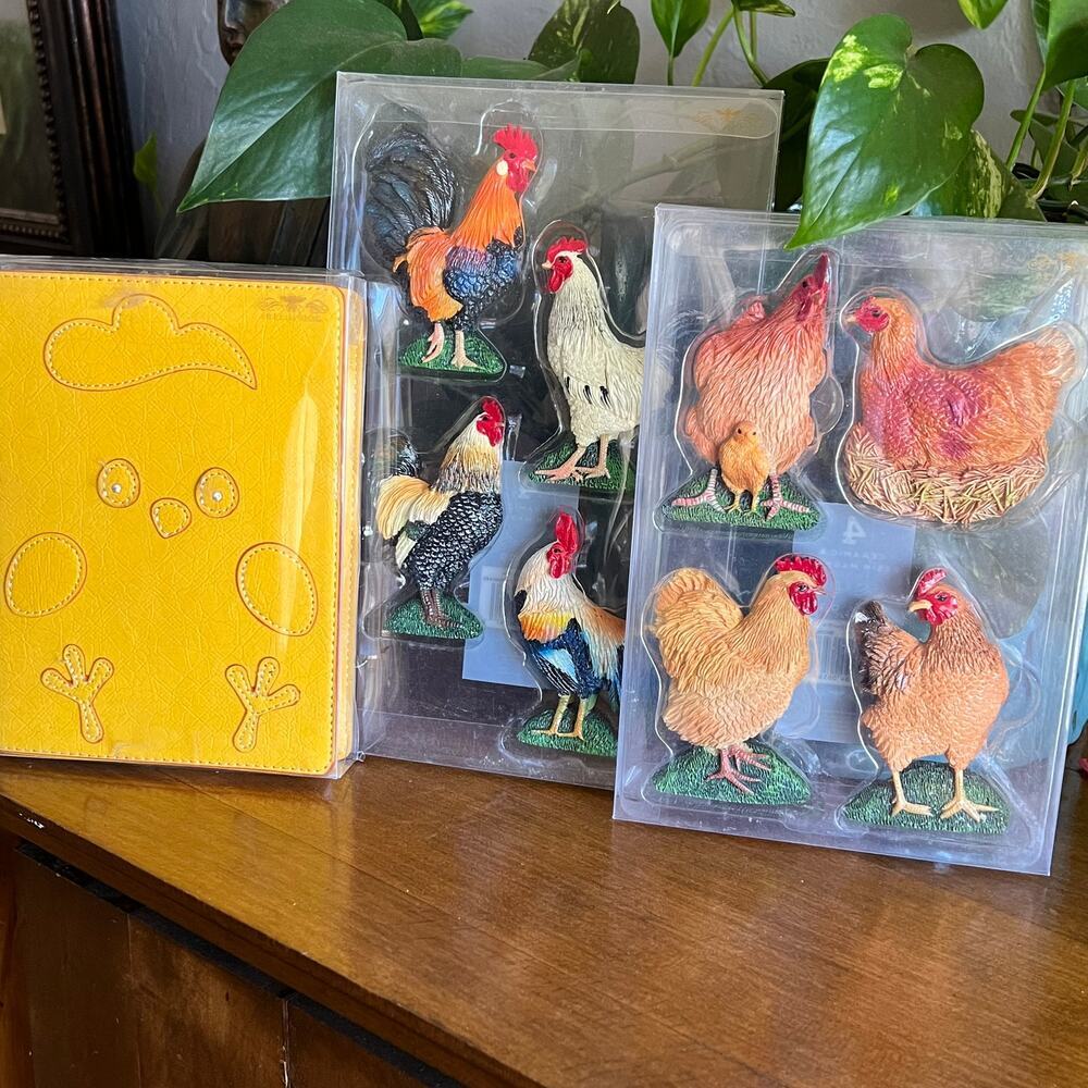 Bella Bug Ceramic | Resin‎ Chicken Magnets And Leatherette Chick Journal Bundle